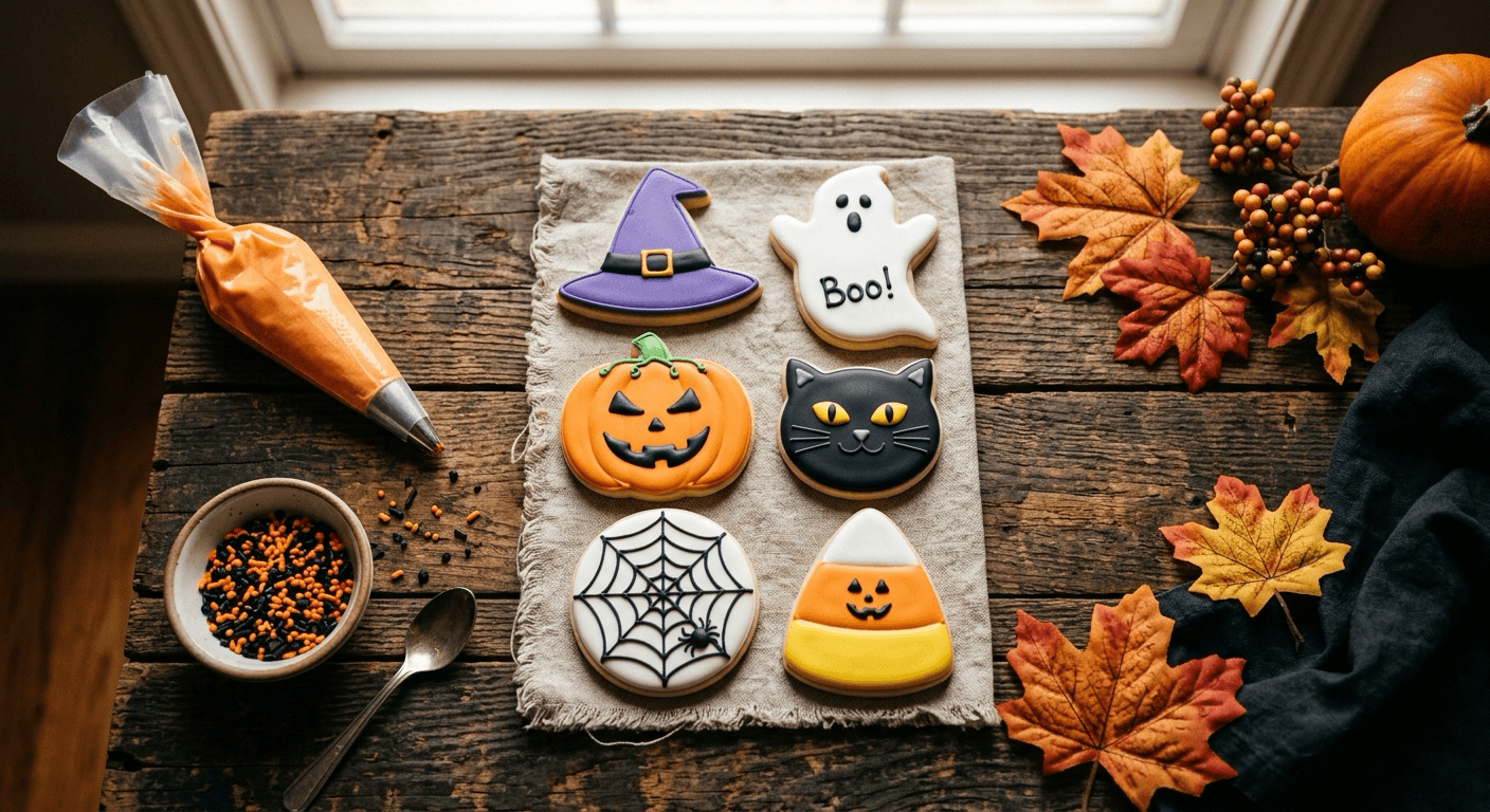 Hand-decorated Halloween sugar cookies